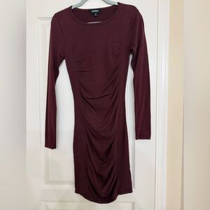 Express Deep Red Long Sleeve Sweater Dress